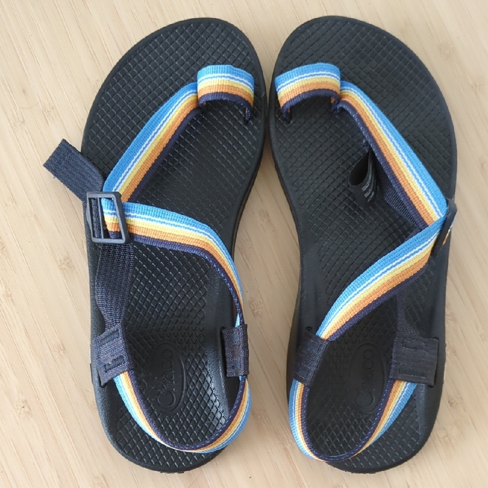 Chaco Sandals with Blue, Yellow, and Orange Straps